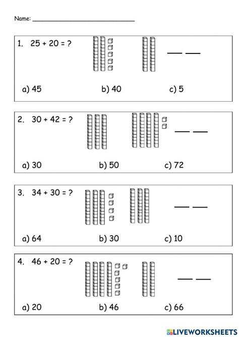 Base Ten Addition Worksheets