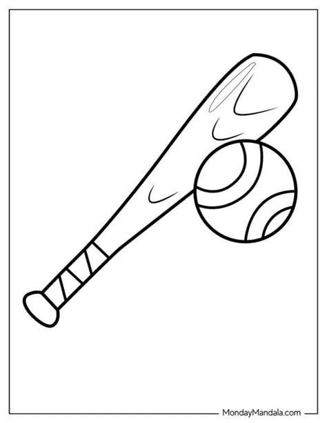 Baseball And Bat Coloring Page