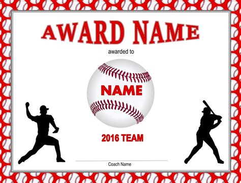 Baseball Award Certificates Templates
