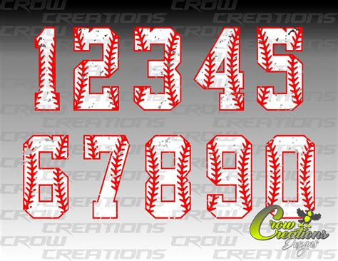 Baseball Distressed Number Font Sublimation Printable Design Etsy