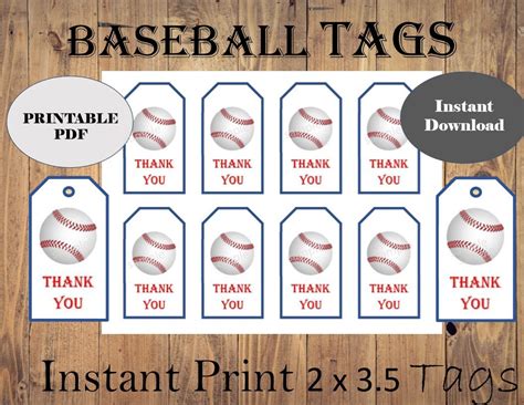 Baseball Gift Tags Printable