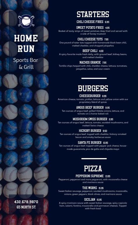 Baseball Menu Design Template by MustHaveMenus