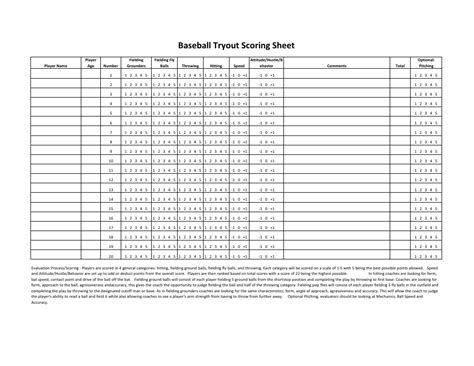 Baseball Tryout Scoring Sheet: Fill out & sign online DocHub