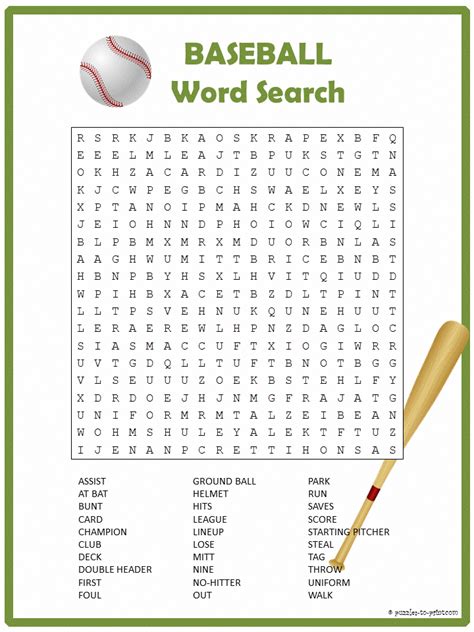 Baseball Word Search Free Printable Learning Ideas for Parents Free