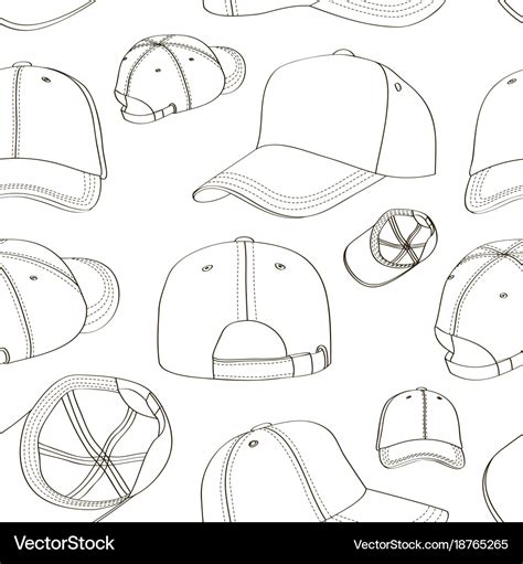 Baseball cap set pattern Royalty Free Vector Image