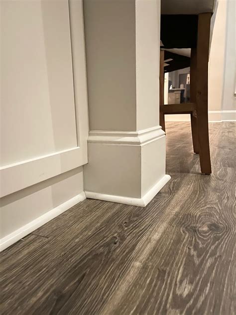 Baseboards and more. Taller baseboard molding measures from 5 1/2″ to about 8″ tall, and from 5/8″ all the way up to 1″ thick. On top of the size, this style features the same kind of sculpting and tapered detail as mid-height baseboard molding. This makes it even more visually appealing. 4 Common Baseboard Materials 