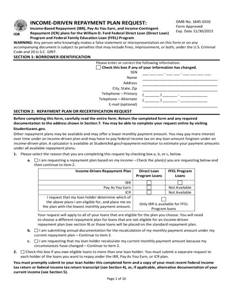 Based Repayment Form ACS Free Download