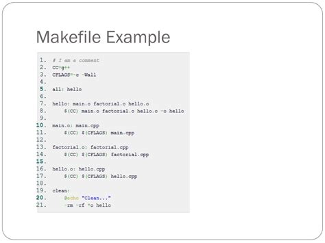 Bash makefile example.  all: one two three one: touch one two: touch tw...