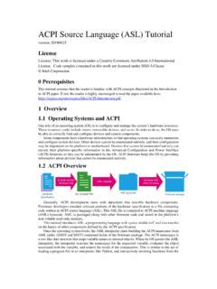 Basic ACPI Source Language (ASL) Constructs Tutorial - Intel