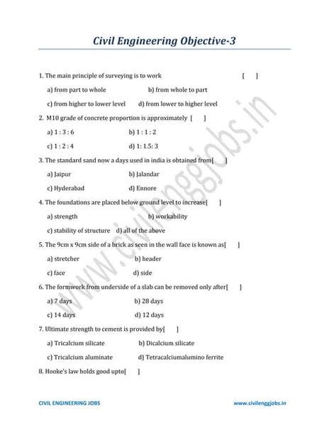 Basic And Civil Engineering Objective Answers Questions