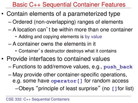Basic C Sequential Container Features Ppt Download