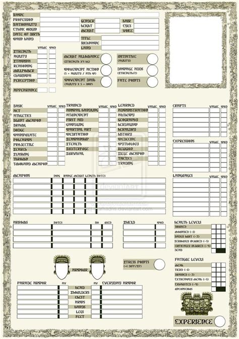 Basic Character Sheets For Writers azgardtrac