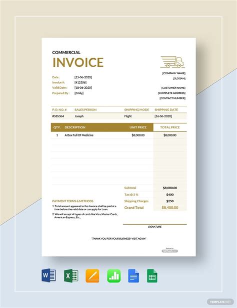 Basic Commercial Invoice