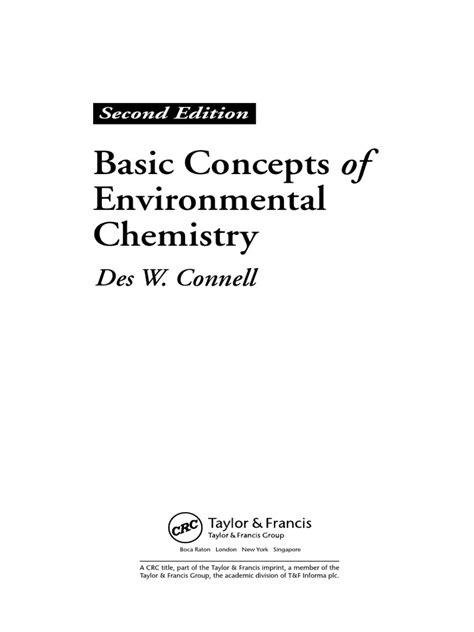 Basic Concepts Of Environmental Chemistry Second Edition