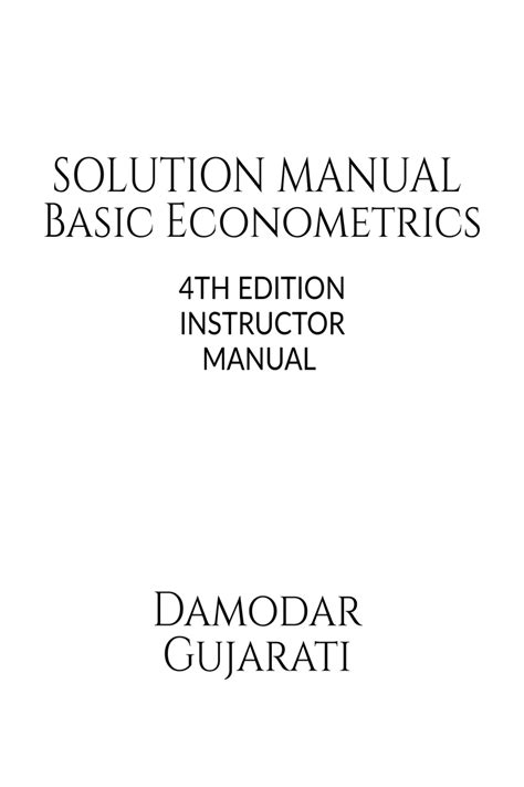 Basic Econometrics Gujarati 4th Edition Solution Manual