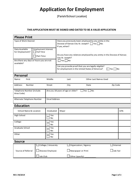 Basic Employment Application Template Collection