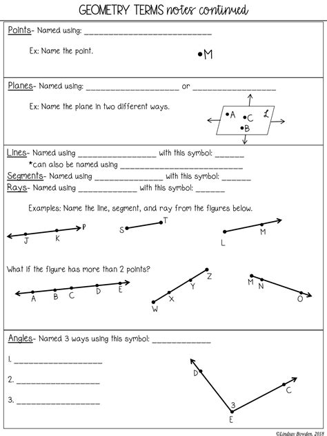 Basic Geometry Definitions Worksheet Answers —
