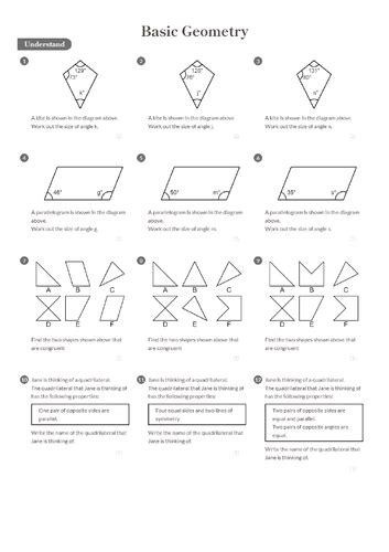 Basic Geometry Worksheet + Answers (Foundation GCSE) Teaching Resources