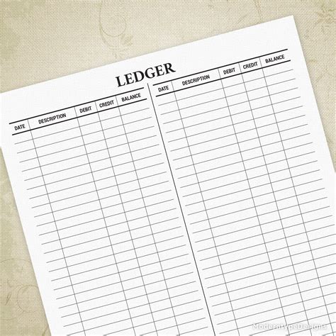 Basic Ledger Printable