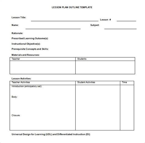 Basic Lesson Plan Template Word Database