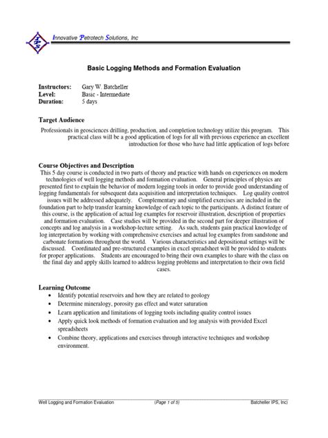 Basic Logging Methods and Formation Evaluation PDF Physical Sciences
