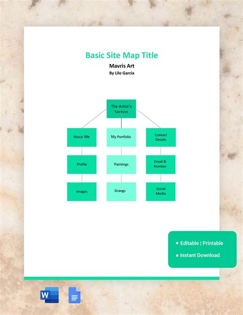 Basic Site Map Template Word, Google Docs