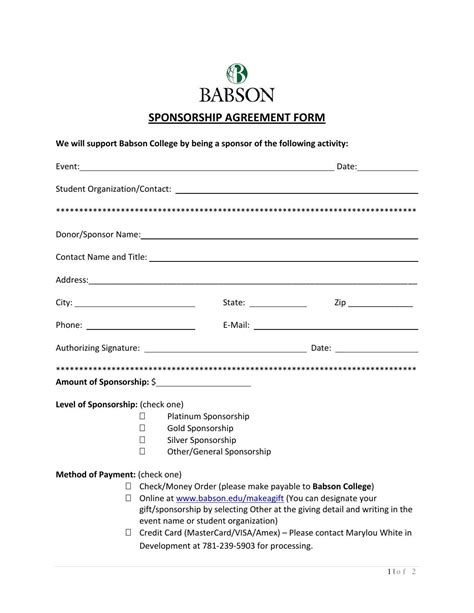 Basic Sponsorship Agreement Form by Chuck Issuu
