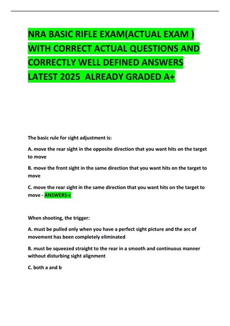 Basic Student Test Nra Exam Rifle Answers