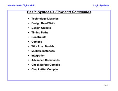 Basic Synthesis Flow and Commands