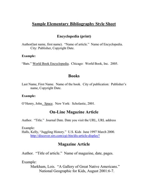 Basic biography format