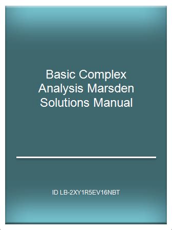 Basic complex analysis marsden solutions manual. - Stations forestières de la haute côte-nord.