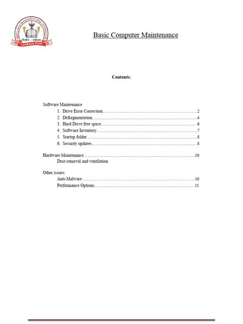 Basic computer maintenance pdf. com.  The document serves as a basic guide and reference for u...