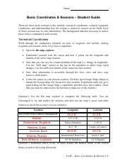 Basic coordinates and seasons student guide. - Dados físico-acadêmicos da fundação universidade do amazonas..