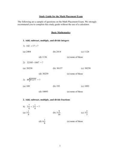 Basic mathematics study guide 09 lim college. - 1992 jeep wrangler yj repair manual.