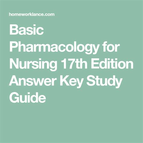 Basic pharmacology for nurses study guide answer key. - Michigan third grade pacing guide for science.
