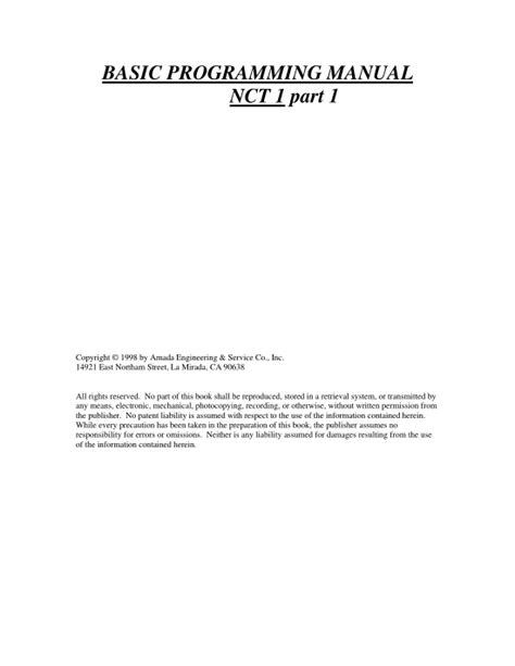 Basic programming manual nct 1 part. - Lg 32lg3000 lcd tv service manual repair guide.