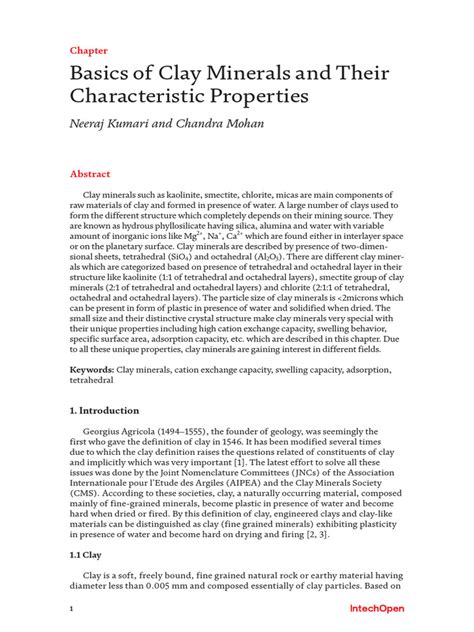 Basics of Clay Minerals and Their Characteristic Properties IntechOpen