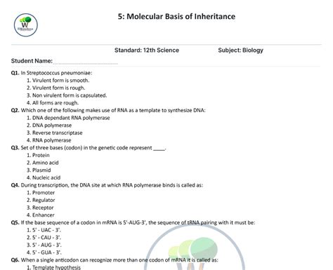 Basis Study Inheritance Molecular Guide Answers