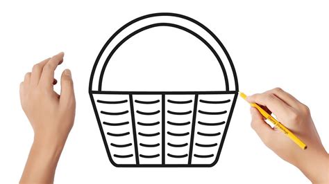 Basket drawing easy. Step 1: Draw an oval shape as the opening of the fruit basket. After finishing that, draw a half-circle from one end to the other, forming the base of the basket. Step 2: Draw a … 