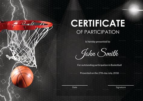 Basketball Certificate Templates