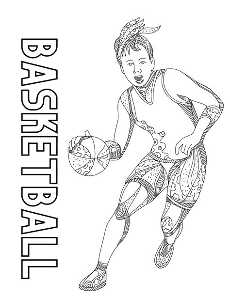 Basketball Image Coloring Page 99+ DXF Include