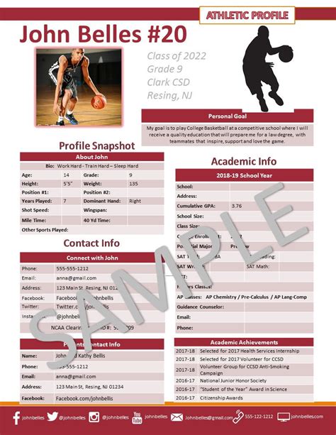 Basketball Player Profile Template