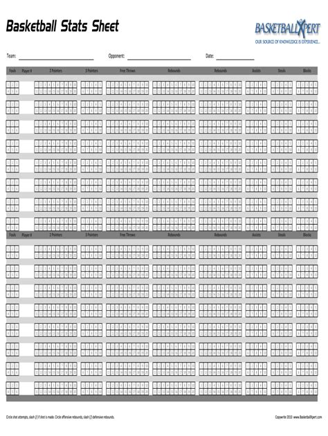 Basketball Stat Sheet Form Fill Out and Sign Printable PDF Template