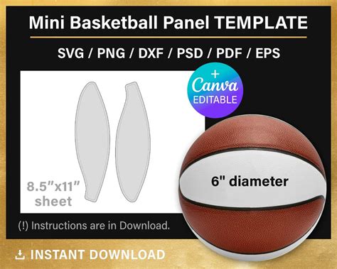 Size 7 Basketball Panel Template Svg, Blank Basketball Panel T