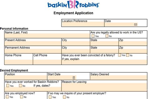 Baskin Robbins Application Form Fill & Download PDF for Free CocoDoc