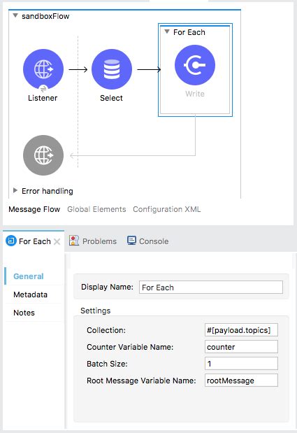 Batch size in foreach mule.  That particular example uses the directory...