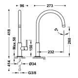 Bateria umywalkowa Tres Study-Tres 26290401BM - Lazienkaplus.pl