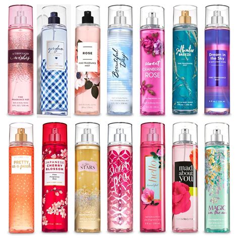 Bath and body fragrances list. Rose Fine Fragrance Mist. Rose. Fine Fragrance Mist. (0) Write a review. $16.95. 8 fl oz / 236 mL. Mix & Match: Buy 3, Get 3 FREE. Details. 