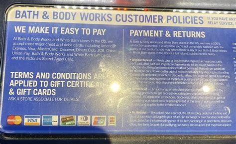Bath and body works return policy. Offer cannot be combined with any other scannable coupons or code-based offers except My Bath & Body Works Rewards and Birthday Reward. This offer is not redeemable for cash or gift cards. ... Offer subject to adjustment due to returns, cancellations and exchanges. Refer to the return policy for more information. No … 