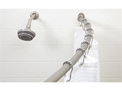 Highlights. Dimensions: 42 in. x 72 in. x 1 in. Adjustable dimensions: 42 in. - 72 in. Hardware included, easy to install. Holds curtains and drapes securely. Curved shower curtain rod adds extra room to your shower. Water and rust resistant. 33% more space than straight rod.